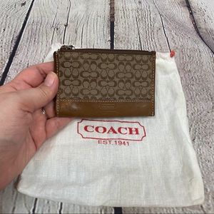 COACH Brown Signature Card Holder